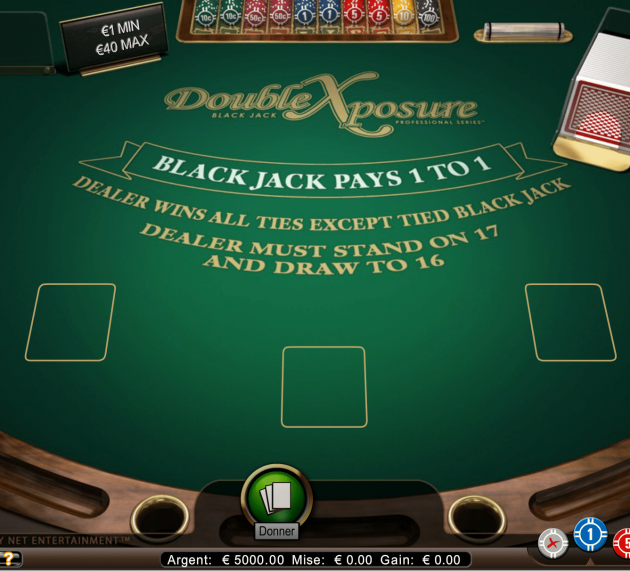 Nous avons testé le blackjack double exposure