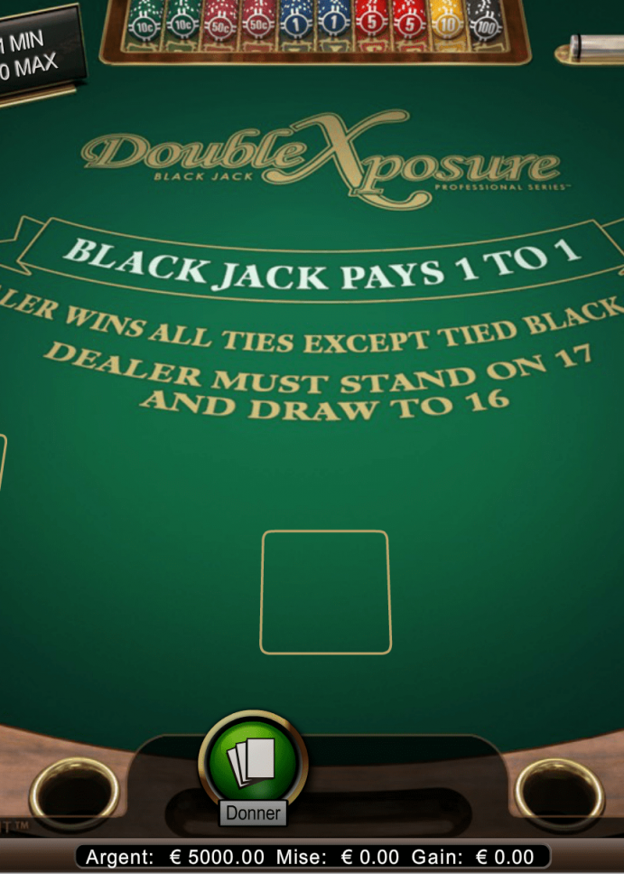 Nous avons testé le blackjack double exposure